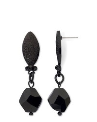 Aris By Treska Faceted Black Drop Earrings