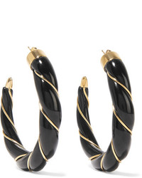 Aurelie Bidermann Aurlie Bidermann Diana Gold Plated Enamel Hoop Earrings Black