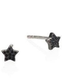 Astley Clarke Black Black Tiny Diamond Star Stud Earrings