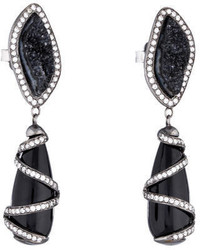 Black Druzy And Onyx Earrings