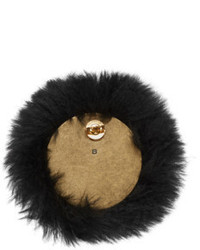 Balenciaga Black Fur Button Earrings