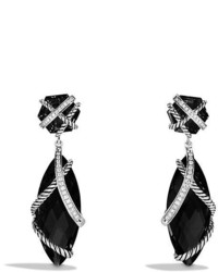 David Yurman Cable Wrap Double Drop Earrings With Black Onyx And Diamonds