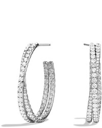 David Yurman Crossover Hoop Earrings With Color Change Garnets In White Gold