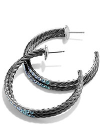 David Yurman Crossover Hoop Earrings With Color Change Garnets In White Gold