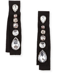 Lanvin Crystal Embellished Grosgrain Clip On Earrings
