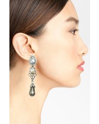 Oscar de la Renta Crystal Pearl Clip Earrings