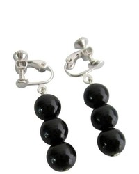 FashionJewelryForEveryone Girls Clip On Earrings Black Pearls Flower Girl Earrings