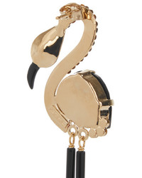 Etro Flamingo Gold Plated Swarovski Crystal And Resin Earrings Black