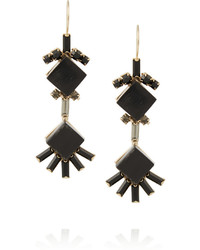 Marni Gold Plated Horn And Crystal Earrings Black