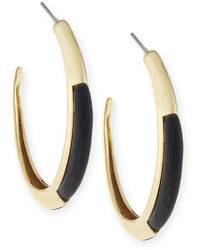 Alexis Bittar Golden Lucite Acrylic Crescent Hoop Earrings
