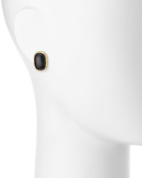 Nakamol Golden Oval Agate Stud Earrings Black