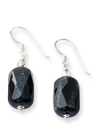 goldia Sterling Silver Black Agate Crystal Earrings