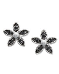 Macy's Black Diamond Accent Flower Earrings