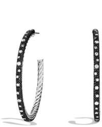 David Yurman Midnight Mlange Large Hoop Earrings With Black Diamonds