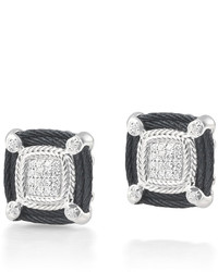 Alor Noir Square Micro Cable Diamond Stud Earrings Black