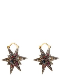 Noor Fares Merkaba Diamond Sapphire Black Gold Earrings