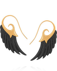 Noor Fares Wing 18 Karat Gold Ebony Earrings
