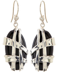 Slane Crescent Weave Black Onyx Diamond Earrings