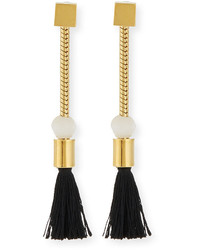 Lele Sadoughi Straw Tassel Earrings Black