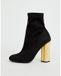 ASOS DESIGN Eliza Wooden Heeled Sock Boots