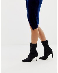 PrettyLittleThing Kitten Heel Sock Boot In Black