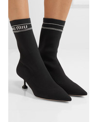 Miu Miu Metallic Stretch Knit Sock Boots
