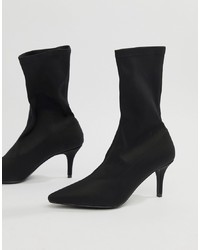 RAID Phillipa Black Pointed Sock Ankle Boots Stretch