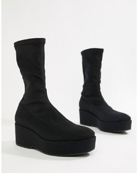 Vagabond Pia Stretch Leather Platfrom Ankle Boots