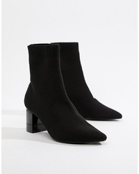 Pull&Bear Point Toe Ankle Boot In Black