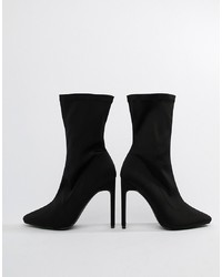 SIMMI Shoes Simmi London Black Pointed Ankle Boot With Narrow Heel