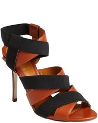 Fendi Brown Leather Elastic Strap Sandals