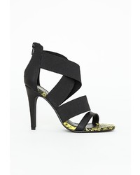 Missguided Crossover Elastic Strap Heeled Sandals Reptile Print