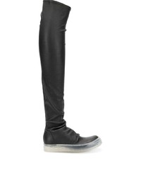Black Elastic Over The Knee Boots