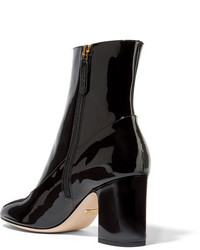Gucci Embellished Patent Leather Ankle Boots Black