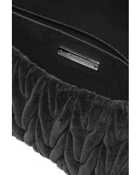 Miu Miu Embellished Matelass Velvet Shoulder Bag Black