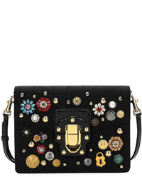 Dolce & Gabbana Lucia Embellished Velvet Shoulder Bag