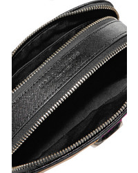 Marc Jacobs Snapshot Punk Calf Hair Trimmed Embellished Textured Leather Shoulder Bag Black