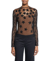 Creatures of the Wind Long Sleeve Star Embellished Tulle Top