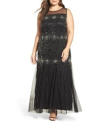 Pisarro Nights Plus Size Diamond Motif Embellished Long Dress