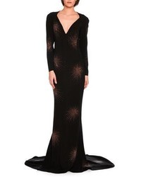 Stella McCartney Layla Embellished Starburst Fishtail Gown Black
