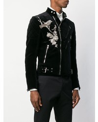 Alexander McQueen Embellished Bird Biker Jacket