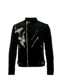 Alexander McQueen Embellished Bird Biker Jacket