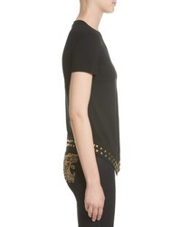 Versace Collection Hardware Embellished Jersey Asymmetrical Top