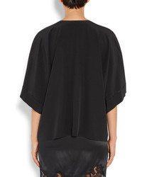 Givenchy Faux Pearl Embellished Silk Satin Top Black