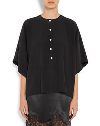 Givenchy Faux Pearl Embellished Silk Satin Top Black