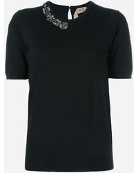 No.21 No21 Embellished Neck Knitted T Shirt