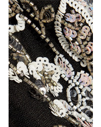 Needle & Thread Petal Embellished Tulle Top Black