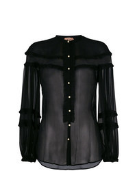 Black Embellished Button Down Blouse