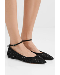 Gianvito Rossi Med Crystal Embellished Mesh Point Toe Flats
