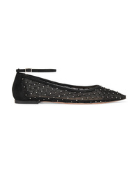 Gianvito Rossi Med Crystal Embellished Mesh Point Toe Flats
